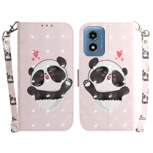 Moto G Play 2024 3D Colored Flip Leather Phone Case - Heart Panda